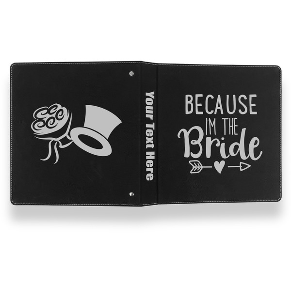 Bride / Wedding Quotes and Sayings Leather Binder - 1" - Black- Back Spine Front View