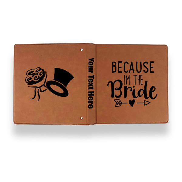 Bride / Wedding Quotes and Sayings Leather Binder - 1" - Rawhide - Back Spine Front View