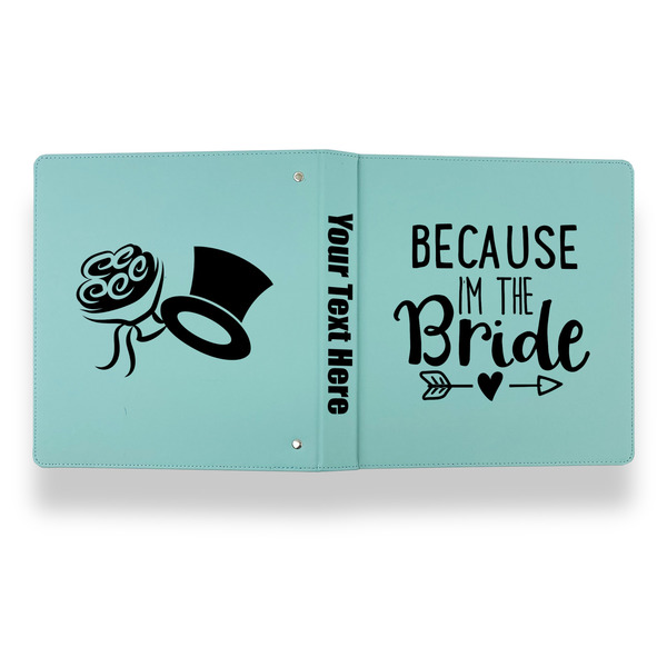 Bride / Wedding Quotes and Sayings Leather Binder - 1" - Teal - Back Spine Front View