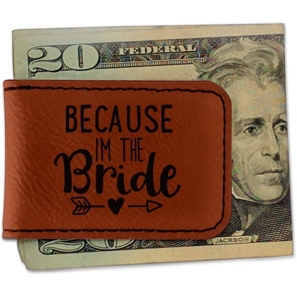 Custom Bride / Wedding Quotes and Sayings Leatherette Magnetic Money Clip - Double Sided