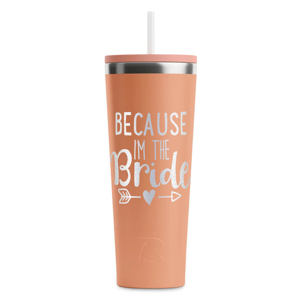 Custom Bride / Wedding Quotes and Sayings RTIC Everyday Tumbler with Straw - 28oz - Peach - Single-Sided