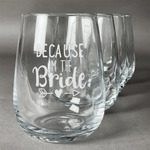 Bride / Wedding Quotes and Sayings Stemless Wine Glasses (Set of 4)