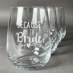 Bride / Wedding Quotes and Sayings Stemless Wine Glasses (Set of 4) (Personalized)