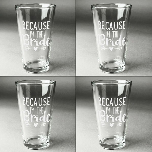 Bride / Wedding Quotes and Sayings Set of Four Engraved Beer Glasses - Individual View