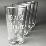 Bride / Wedding Quotes and Sayings Pint Glasses - Engraved (Set of 4)