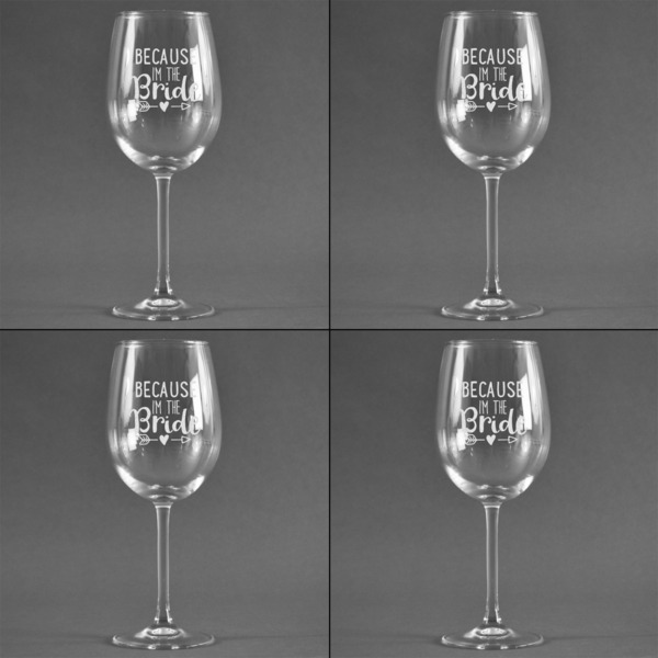 Bride / Wedding Quotes and Sayings Set of Four Personalized Wineglasses (Approval)