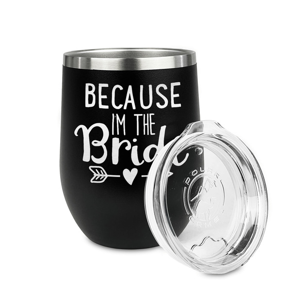 Bride / Wedding Quotes and Sayings Stainless Wine Tumblers - Black - Single Sided - Alt View