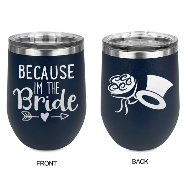 Bride / Wedding Quotes and Sayings Stainless Wine Tumblers - Navy - Double Sided - Approval