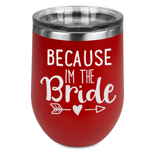 Custom Bride / Wedding Quotes and Sayings Stemless Stainless Steel Wine Tumbler - Red - Double Sided