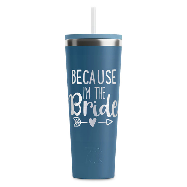 Custom Bride / Wedding Quotes and Sayings RTIC Everyday Tumbler with Straw - 28oz - Steel Blue - Double-Sided