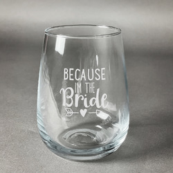 Bride / Wedding Quotes and Sayings Stemless Wine Glass - Engraved