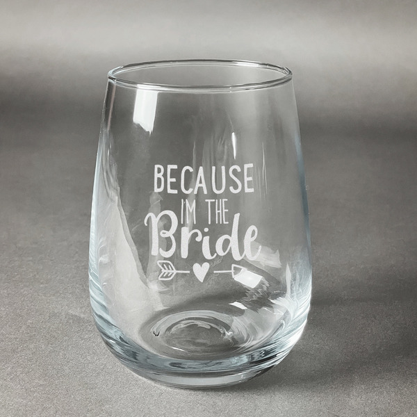 Custom Bride / Wedding Quotes and Sayings Stemless Wine Glass (Single)