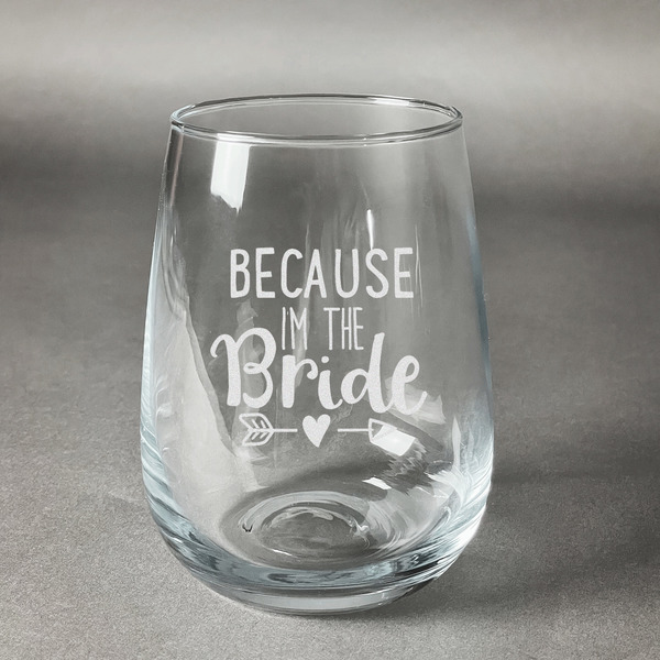 Custom Bride / Wedding Quotes and Sayings Stemless Wine Glass - Engraved