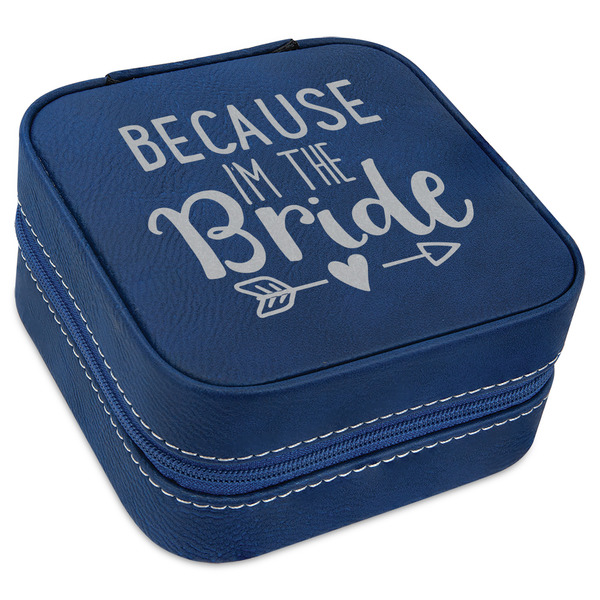 Custom Bride / Wedding Quotes and Sayings Travel Jewelry Box - Navy Blue Leather
