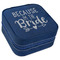 Bride / Wedding Quotes and Sayings Travel Jewelry Boxes - Leather - Navy Blue - Angled View