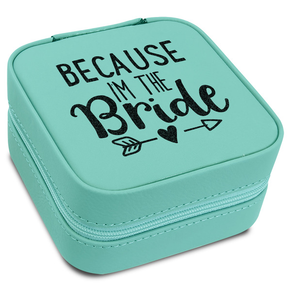 Custom Bride / Wedding Quotes and Sayings Travel Jewelry Box - Teal Leather