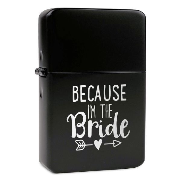 Custom Bride / Wedding Quotes and Sayings Windproof Lighter - Black - Single Sided & Lid Engraved
