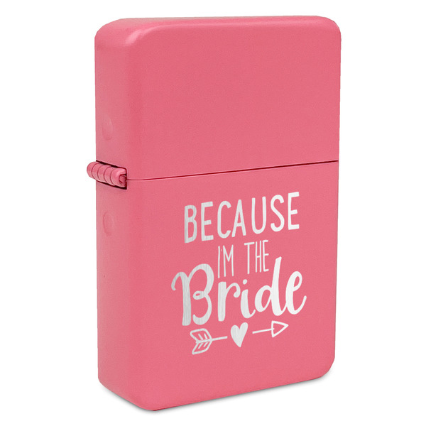 Custom Bride / Wedding Quotes and Sayings Windproof Lighter - Pink - Single Sided & Lid Engraved