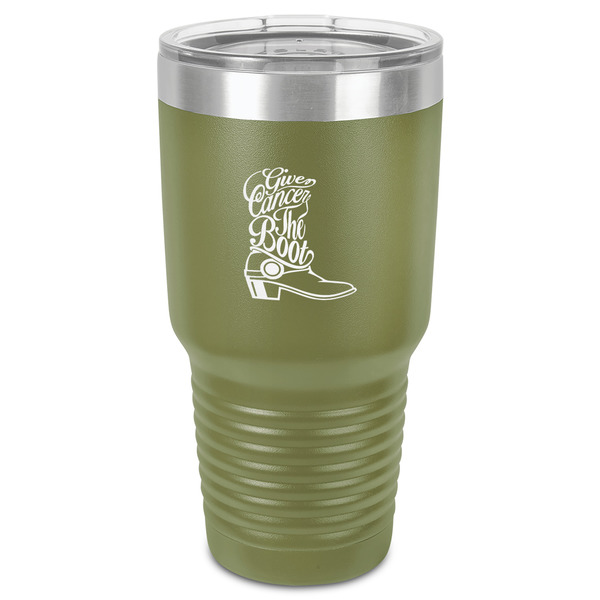 Fighting Cancer Quotes and Sayings 30 oz Stainless Steel Ringneck Tumbler - Olive - Front