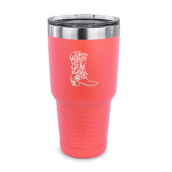 Custom Fighting Cancer Quotes and Sayings 30 oz Stainless Steel Tumbler - Coral - Single Sided