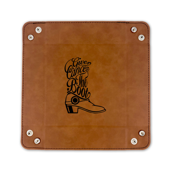 Fighting Cancer Quotes and Sayings 6" x 6" Leatherette Snap Up Tray - FLAT FRONT