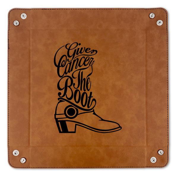 Fighting Cancer Quotes and Sayings 9" x 9" Leatherette Snap Up Tray - APPROVAL (FLAT)