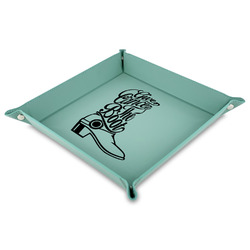 Fighting Cancer Quotes and Sayings 9" x 9" Teal Faux Leather Valet Tray