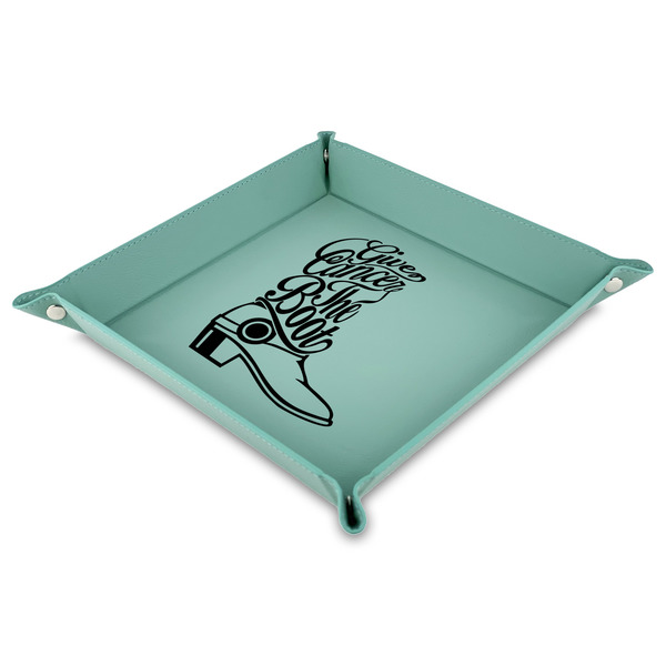 Custom Fighting Cancer Quotes and Sayings 9" x 9" Teal Faux Leather Valet Tray