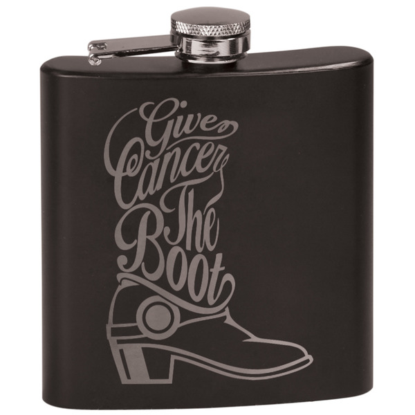 Custom Fighting Cancer Quotes and Sayings Black Flask Set