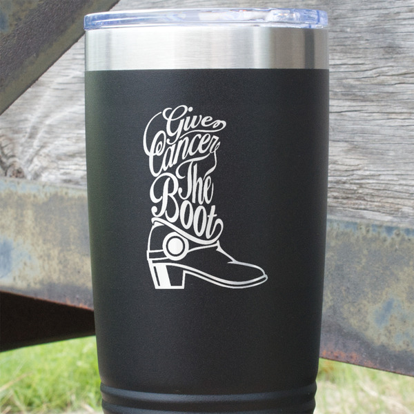 Fighting Cancer Quotes and Sayings Black Polar Camel Tumbler - 20oz - Close Up