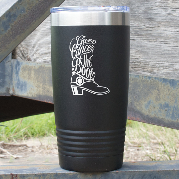 Custom Fighting Cancer Quotes and Sayings 20 oz Stainless Steel Tumbler - Black - Double Sided