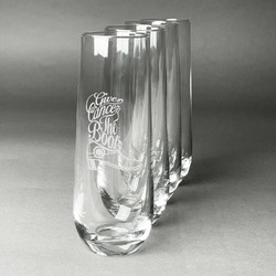 Fighting Cancer Quotes and Sayings Champagne Flute - Stemless Engraved - Set of 4