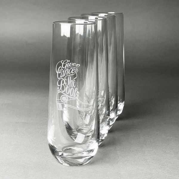 Custom Fighting Cancer Quotes and Sayings Champagne Flute - Stemless Engraved - Set of 4