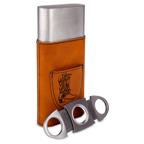 Fighting Cancer Quotes and Sayings Cigar Case with Cutter - ALT VIEW