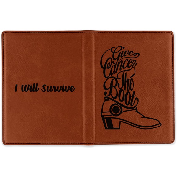 Fighting Cancer Quotes and Sayings Cognac Leather Passport Holder Outside Double Sided - Apvl