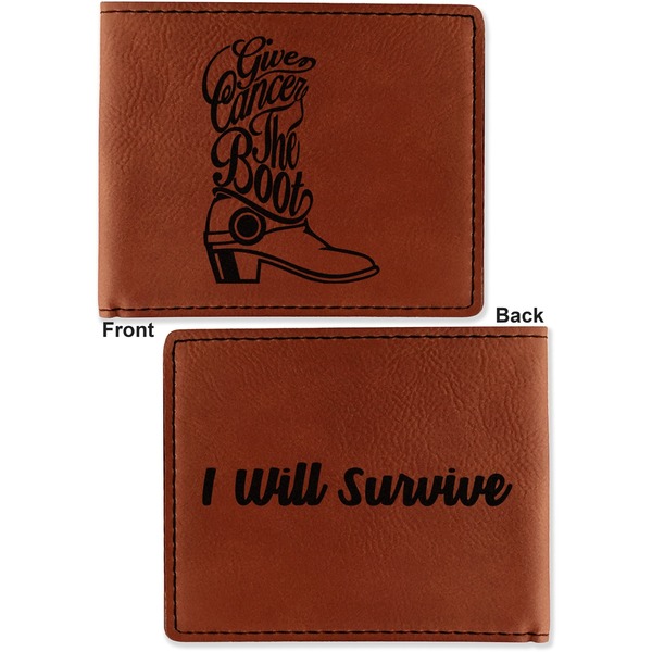 Fighting Cancer Quotes and Sayings Cognac Leatherette Bifold Wallets - Front and Back