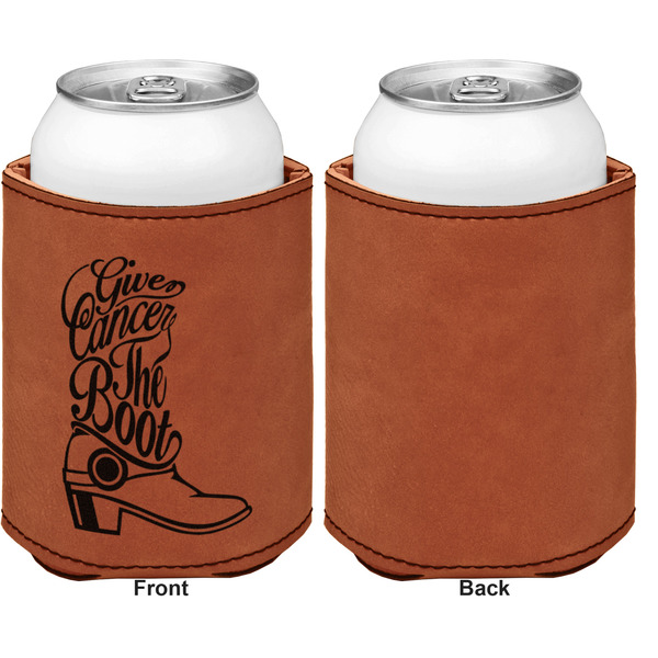 Fighting Cancer Quotes and Sayings Cognac Leatherette Can Sleeve - Single Sided Front and Back