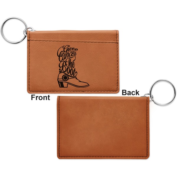 Fighting Cancer Quotes and Sayings Cognac Leatherette Keychain ID Holders - Front Apvl
