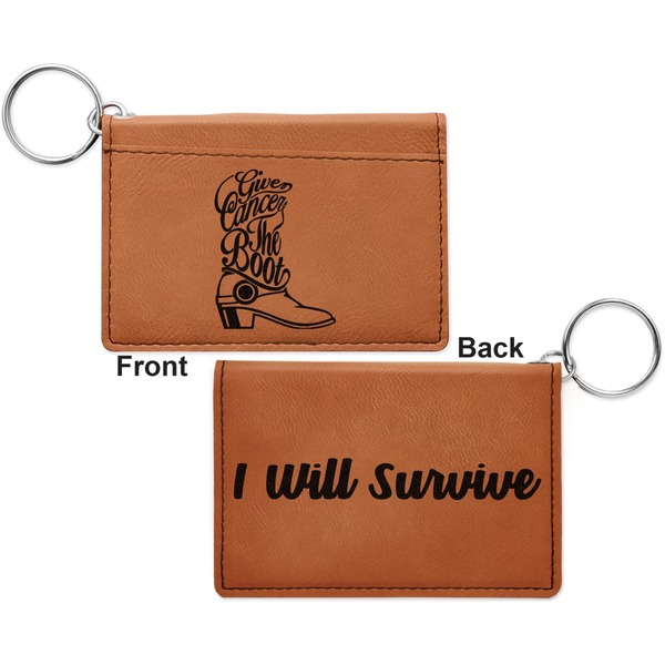 Fighting Cancer Quotes and Sayings Cognac Leatherette Keychain ID Holders - Front and Back Apvl