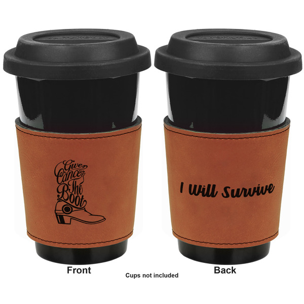 Fighting Cancer Quotes and Sayings Cognac Leatherette Mug Sleeve - Double Sided Apvl
