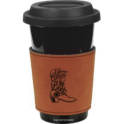 Fighting Cancer Quotes and Sayings Leatherette Cup Sleeve - Single Sided