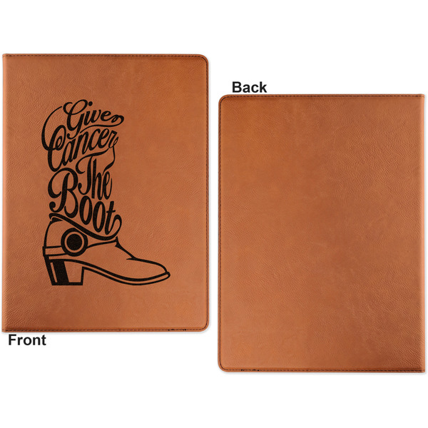 Fighting Cancer Quotes and Sayings Cognac Leatherette Portfolios with Notepad - Large - Single Sided - Apvl