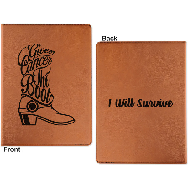 Fighting Cancer Quotes and Sayings Cognac Leatherette Portfolios with Notepad - Small - Double Sided- Apvl