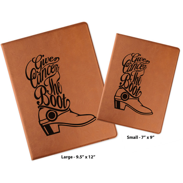 Fighting Cancer Quotes and Sayings Cognac Leatherette Portfolios with Notepads - Compare Sizes