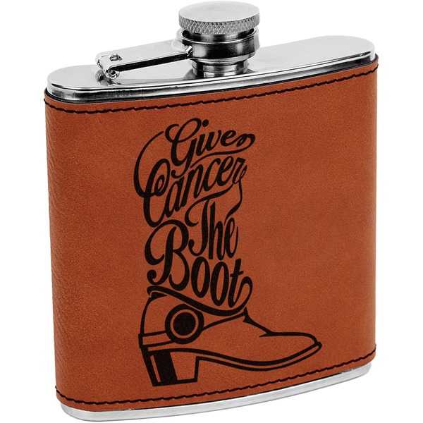 Custom Fighting Cancer Quotes and Sayings Leatherette Wrapped Stainless Steel Flask