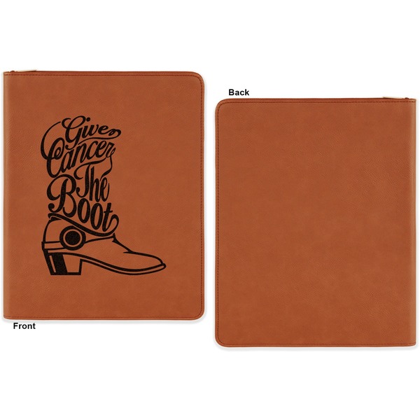 Fighting Cancer Quotes and Sayings Cognac Leatherette Zipper Portfolios with Notepad - Single Sided - Apvl