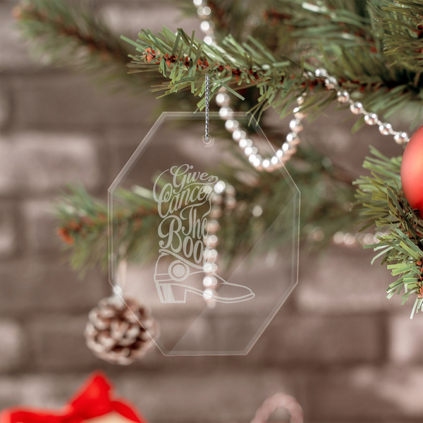 Fighting Cancer Quotes and Sayings Engraved Glass Ornaments - Octagon (Lifestyle)