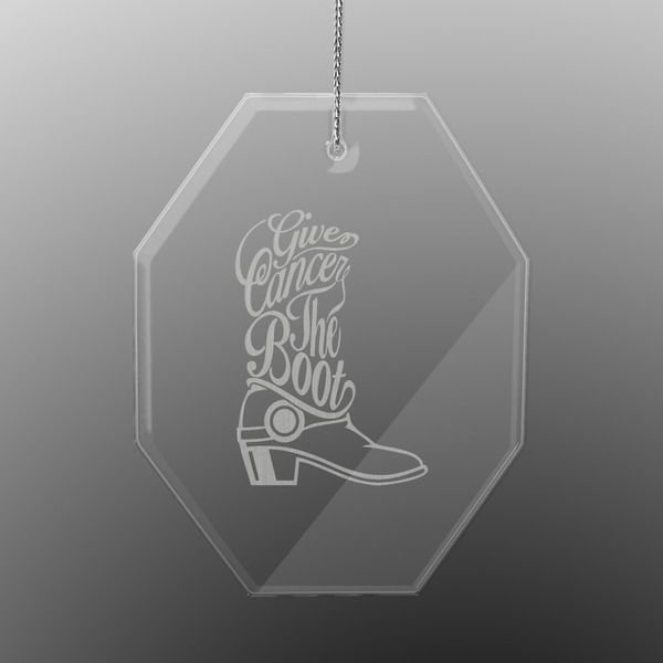 Custom Fighting Cancer Quotes and Sayings Engraved Glass Ornament - Octagon