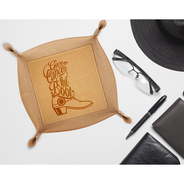 Fighting Cancer Quotes and Sayings Genuine Leather Valet Trays - LIFESTYLE