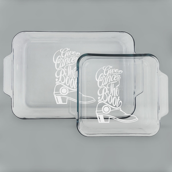 Custom Fighting Cancer Quotes and Sayings Set of Glass Baking & Cake Dish - 13in x 9in & 8in x 8in